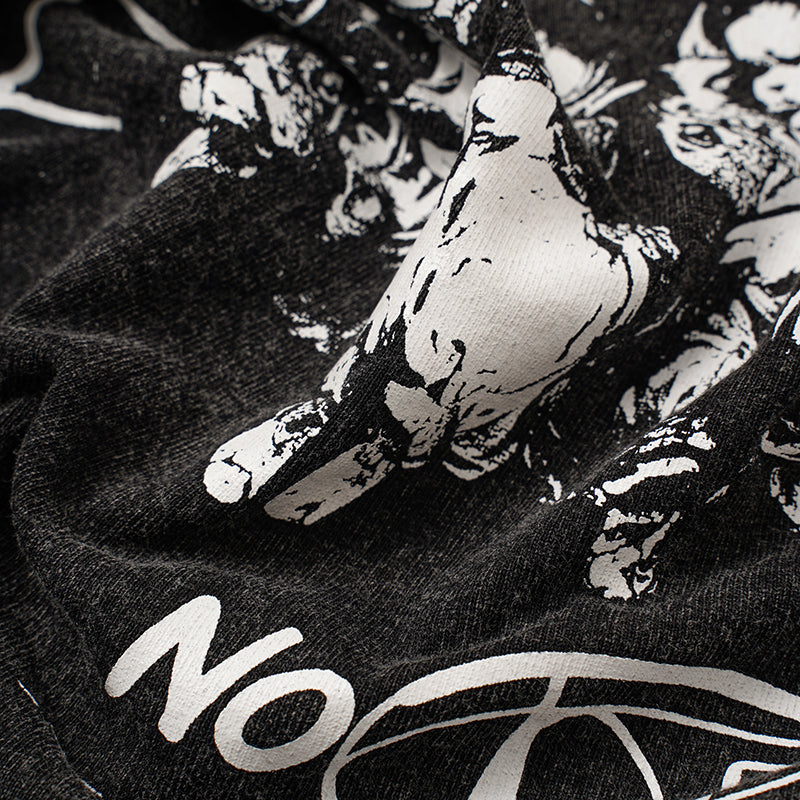 MIXED EMOTION Skull Cross Graphic Black T‑Shirt