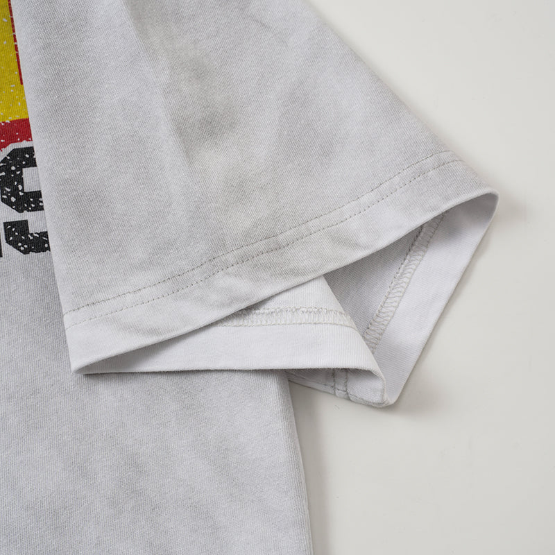 MIXED EMOTION Eagle Print Washed‑Grey T‑Shirt