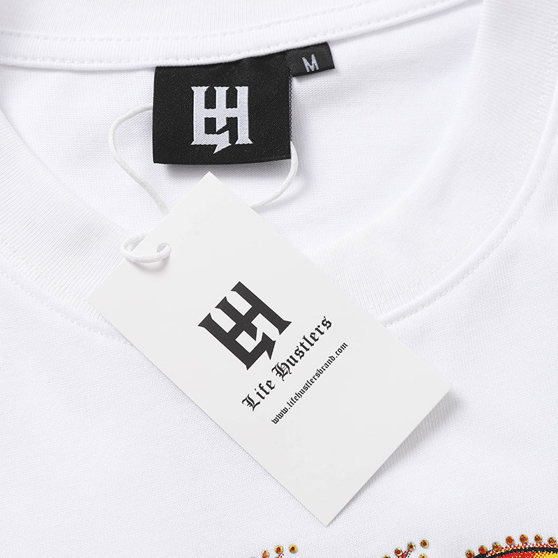 Life Hustlers Fire Angel Graphic White Tee