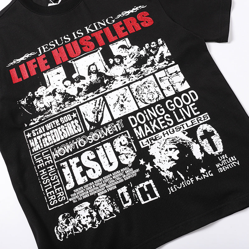 Life Hustlers Jesus Graphic Black Tee