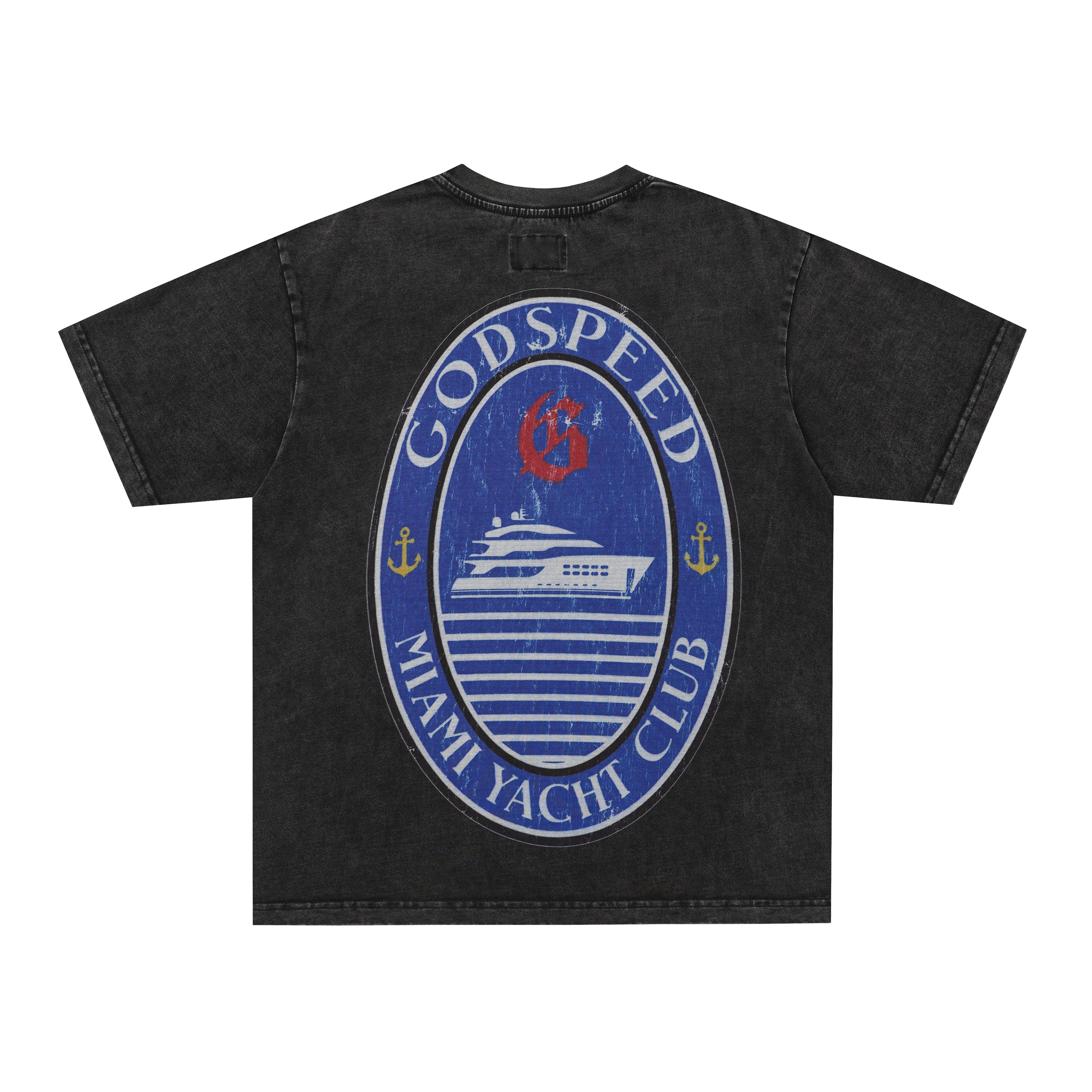 Godspeed Blue Landscape Graphic Black T‑Shirt
