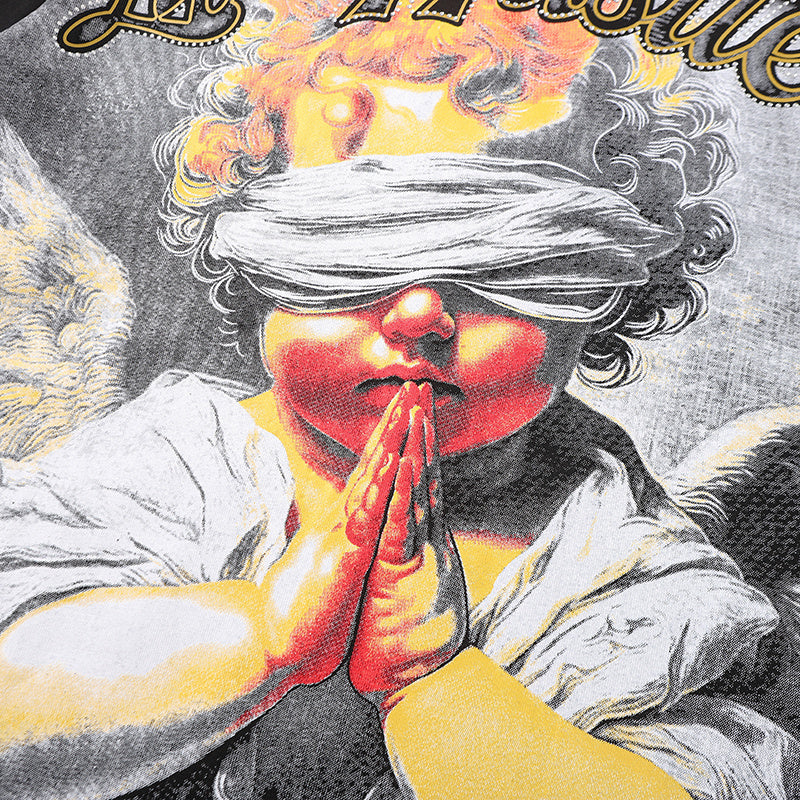 Life Hustlers Praying Angel Graphic Black Tee