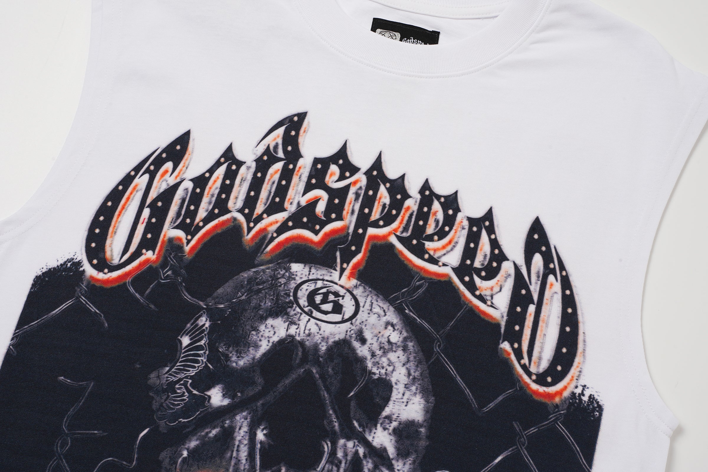 Godspeed Skull Graphic White Tank Top