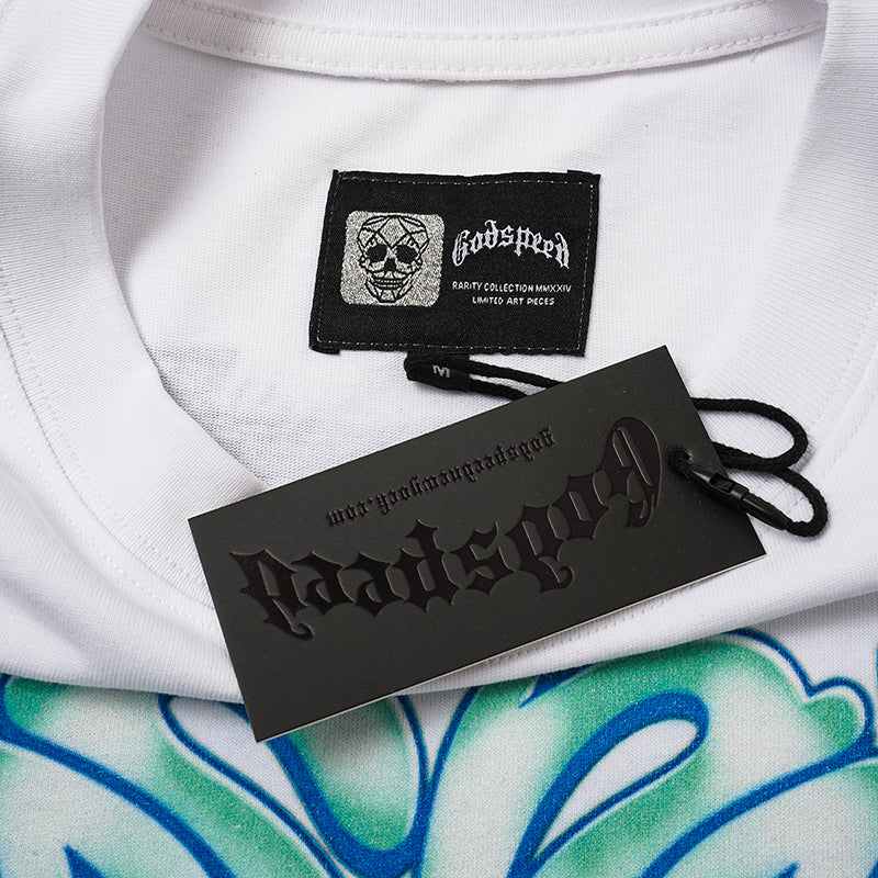 Godspeed Blue Flame Skull Graphic T‑Shirt