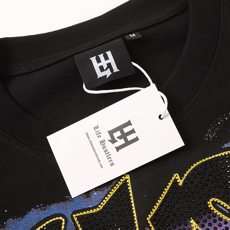 Life Hustlers Vintage Art Graphic Black T‑Shirt