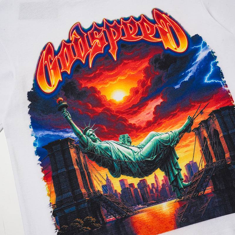 Godspeed Sunset Dinosaur Graphic T‑Shirt