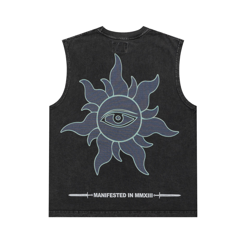 Godspeed Statue‑of‑Liberty Print Black Washed Tank Top