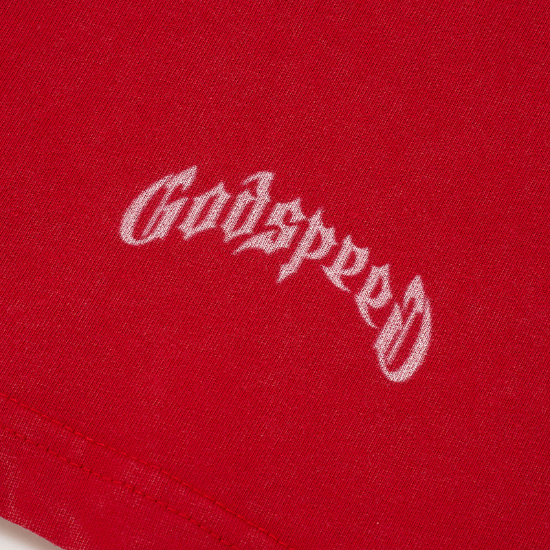 Godspeed Skull Print Red T‑Shirt