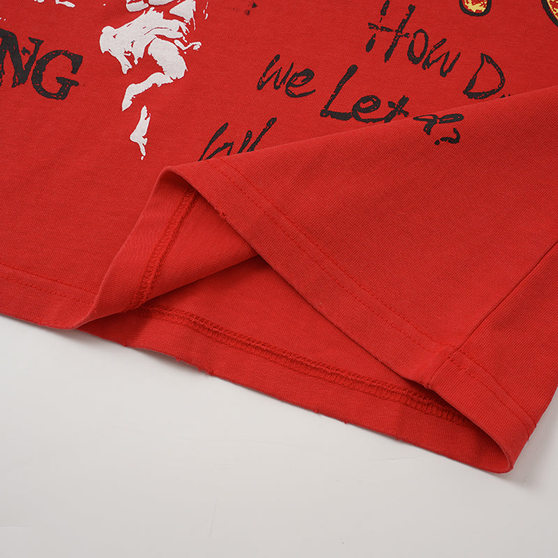MIXED EMOTION Red Cross Graphic T‑Shirt