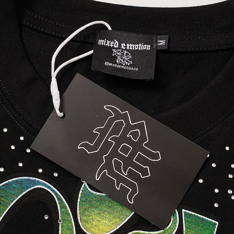 MIXED EMOTION Astronaut Rhinestone Black T‑Shirt