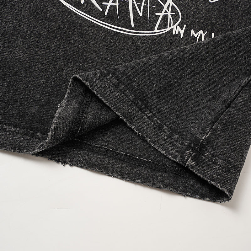 MIXED EMOTION Skull Cross Graphic Black T‑Shirt