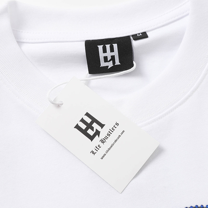 Life Hustlers Blue Cupid Graphic White Tee