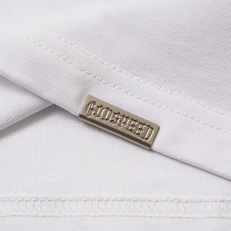 Godspeed White Badge Sticker‑Print T‑Shirt