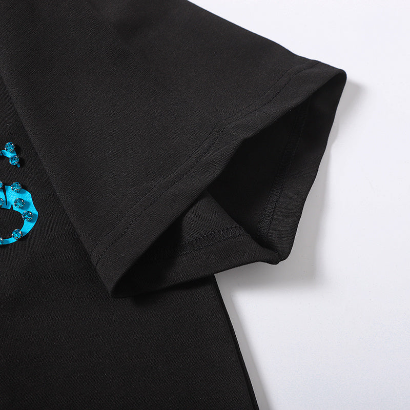 Life Hustlers Turquoise H‑Logo Black T‑Shirt