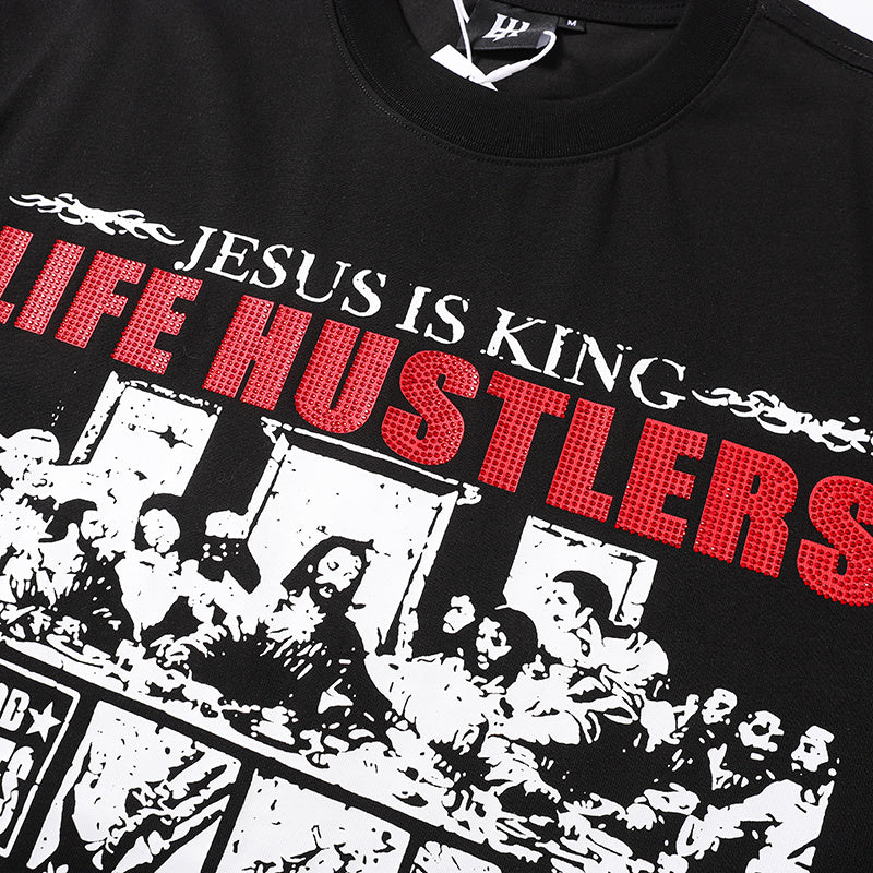 Life Hustlers Jesus Graphic Black Tee