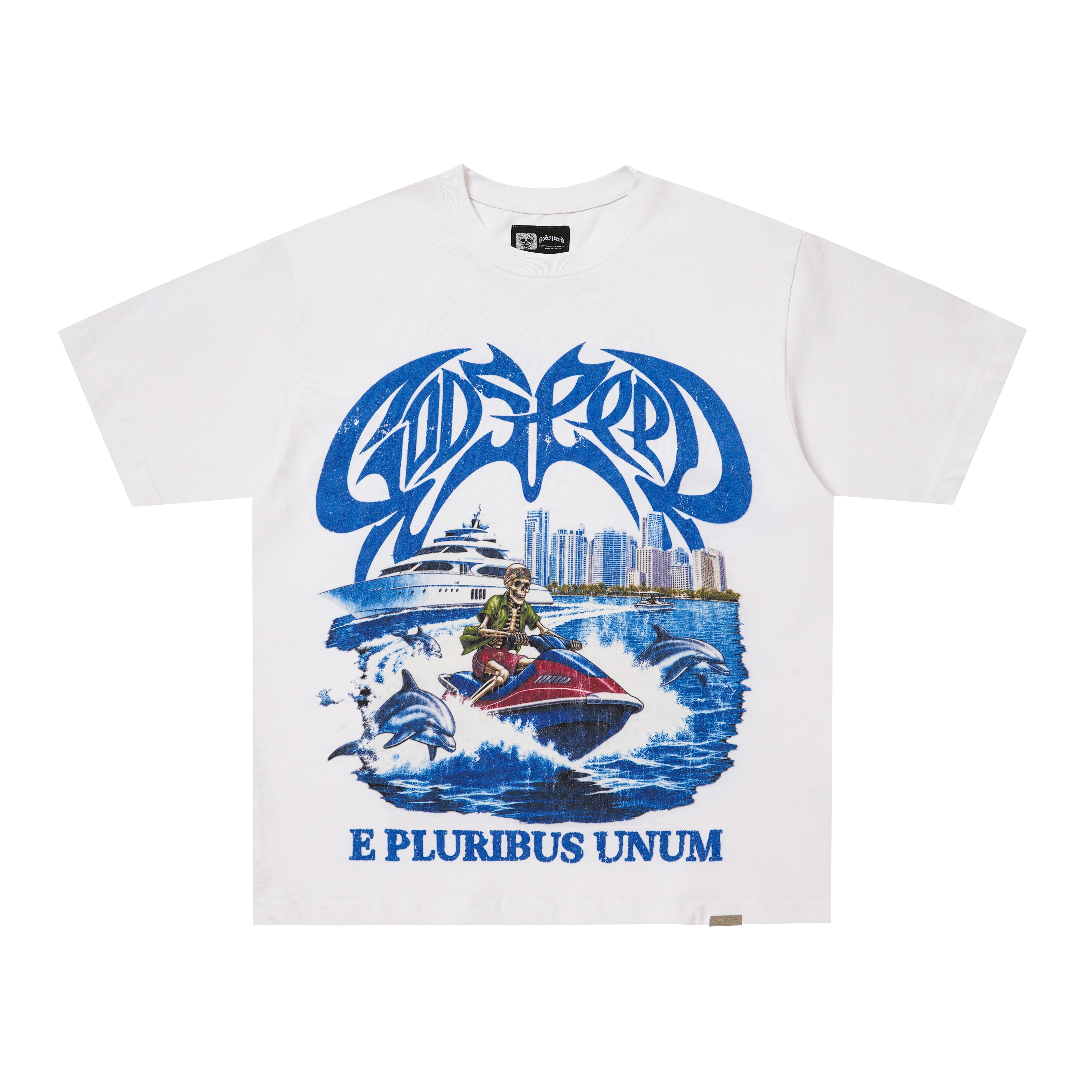 Godspeed Blue Graphic White T‑Shirt