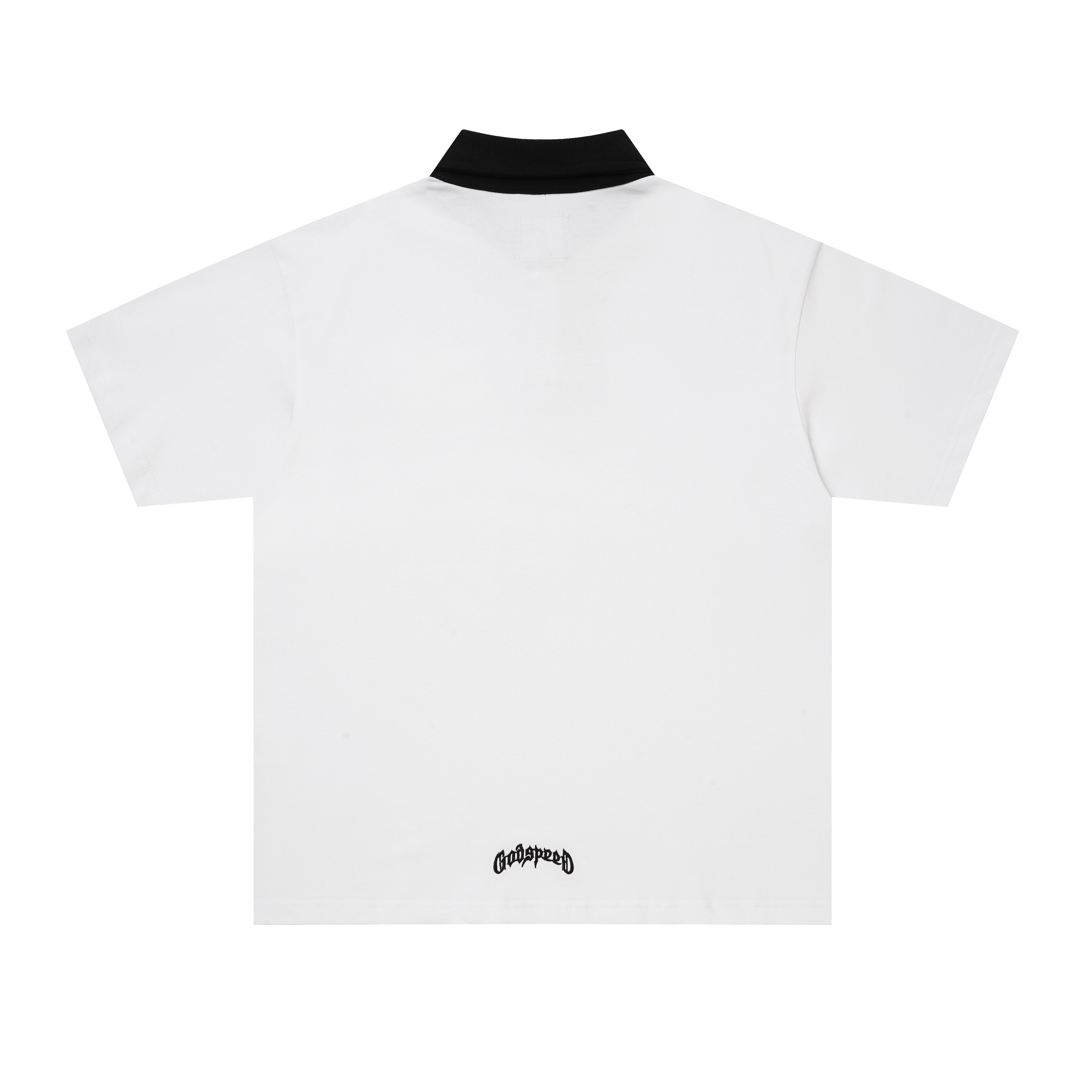 Godspeed Skull‑Laurel Two‑Tone Contrast Collar Polo Shirt