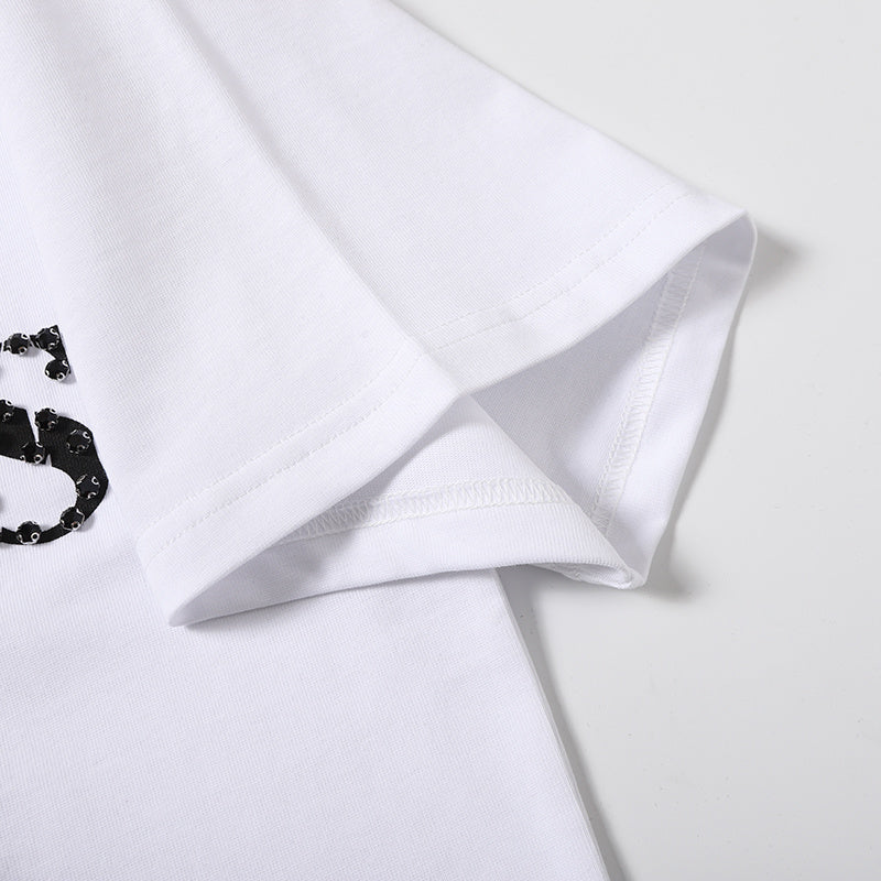 Life Hustlers White Distressed H‑Logo T‑Shirt