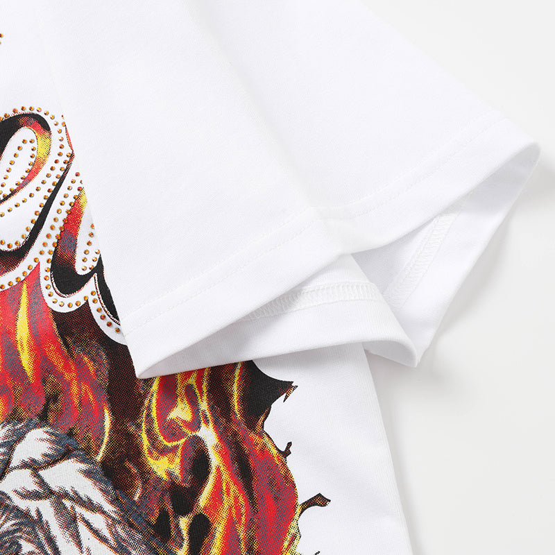Life Hustlers Fire Angel Graphic White Tee