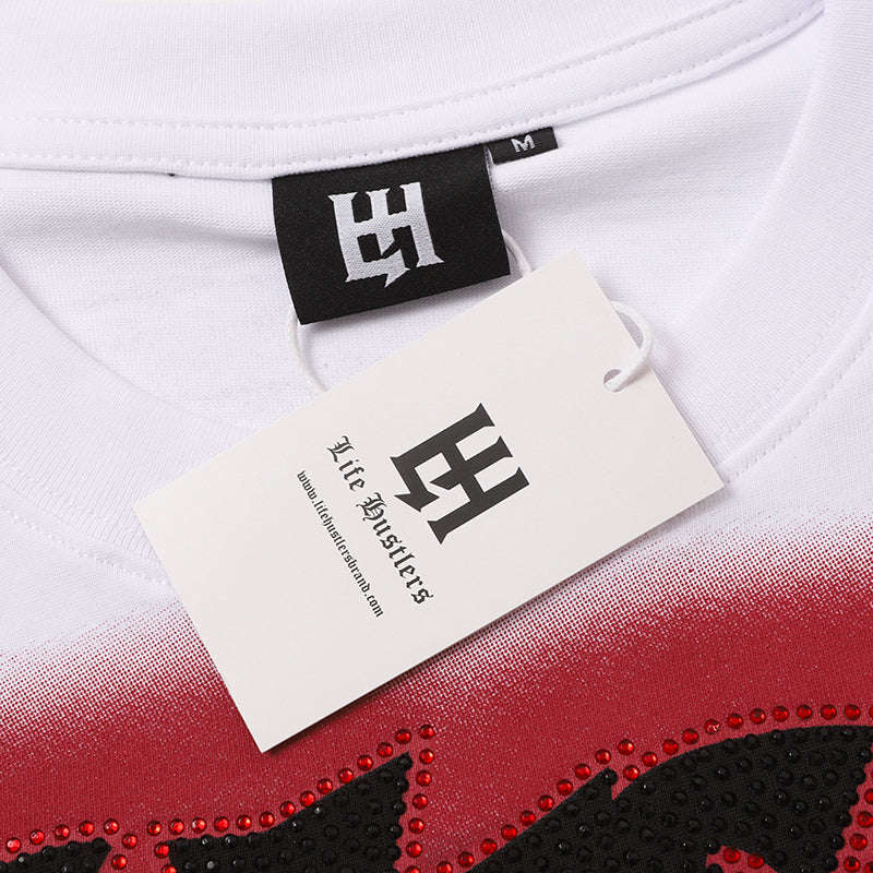 Life Hustlers Vintage Skull Graphic White T‑Shirt