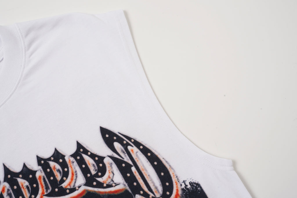 Godspeed Skull Graphic White Tank Top