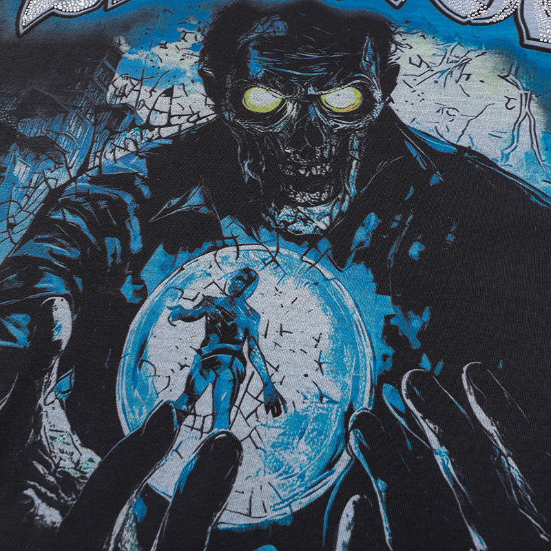 MIXED EMOTION Blue Skull Graphic 2‑Color T‑Shirt