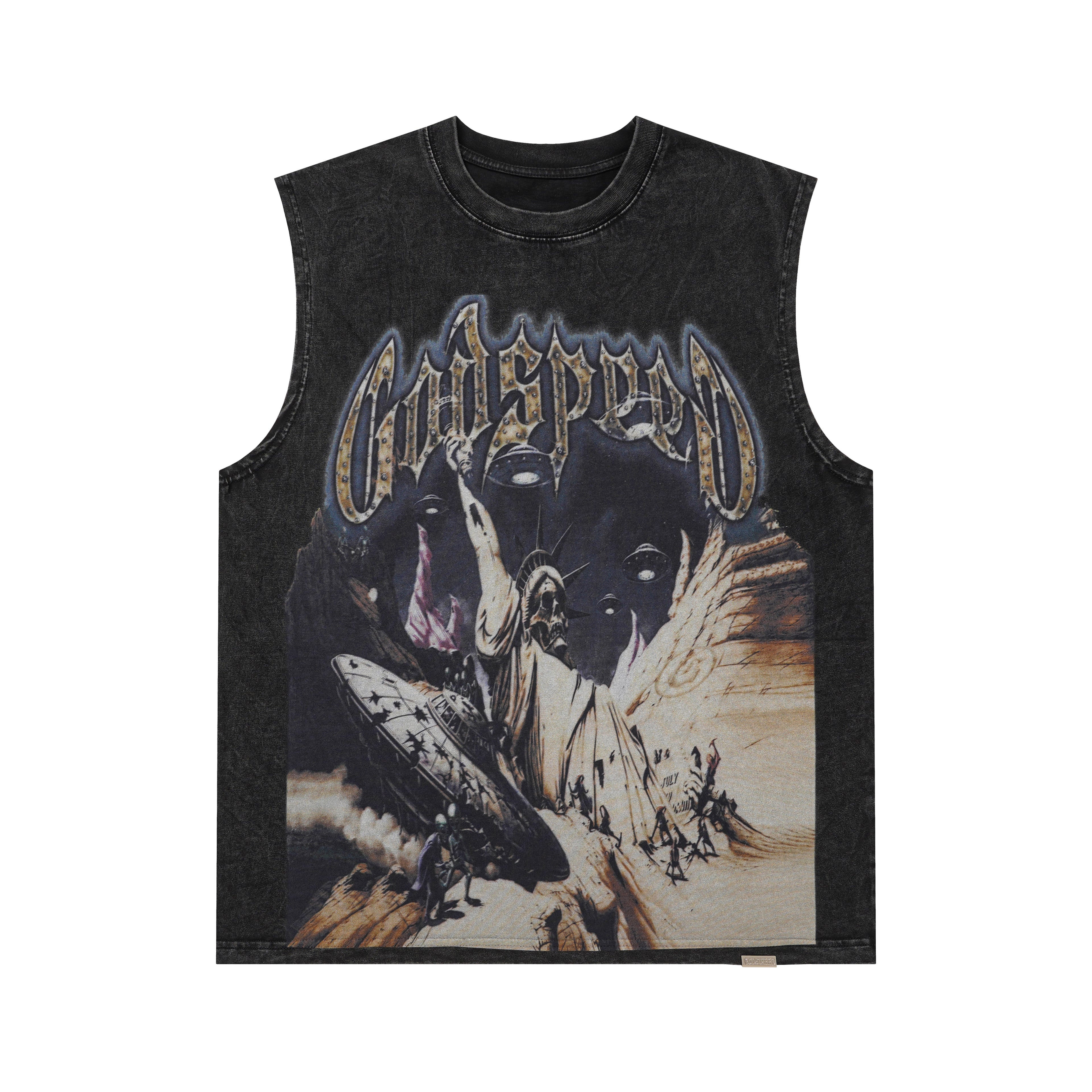 Godspeed Eagle Graphic Black Washed Tank Top
