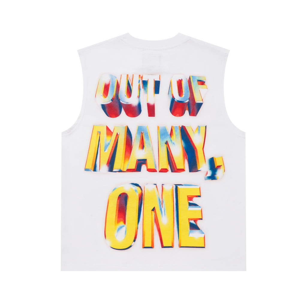Godspeed Helmet‑Skull Print White Tank Top