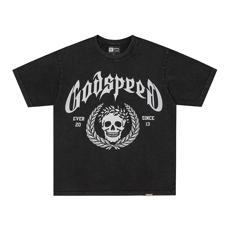 Godspeed Skull Graphic Short Sleeve T‑Shirt