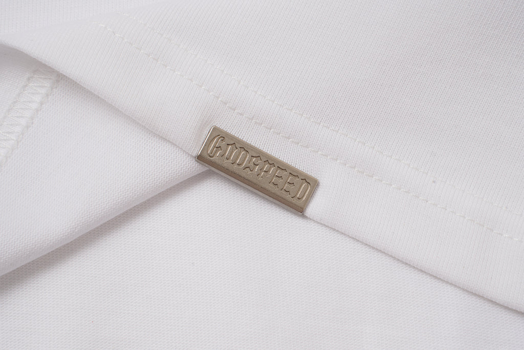 Godspeed Flame Graphic White T‑Shirt