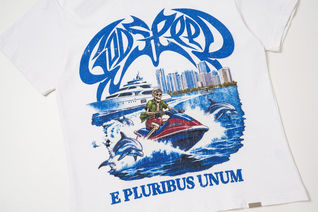 Godspeed Blue Graphic White T‑Shirt