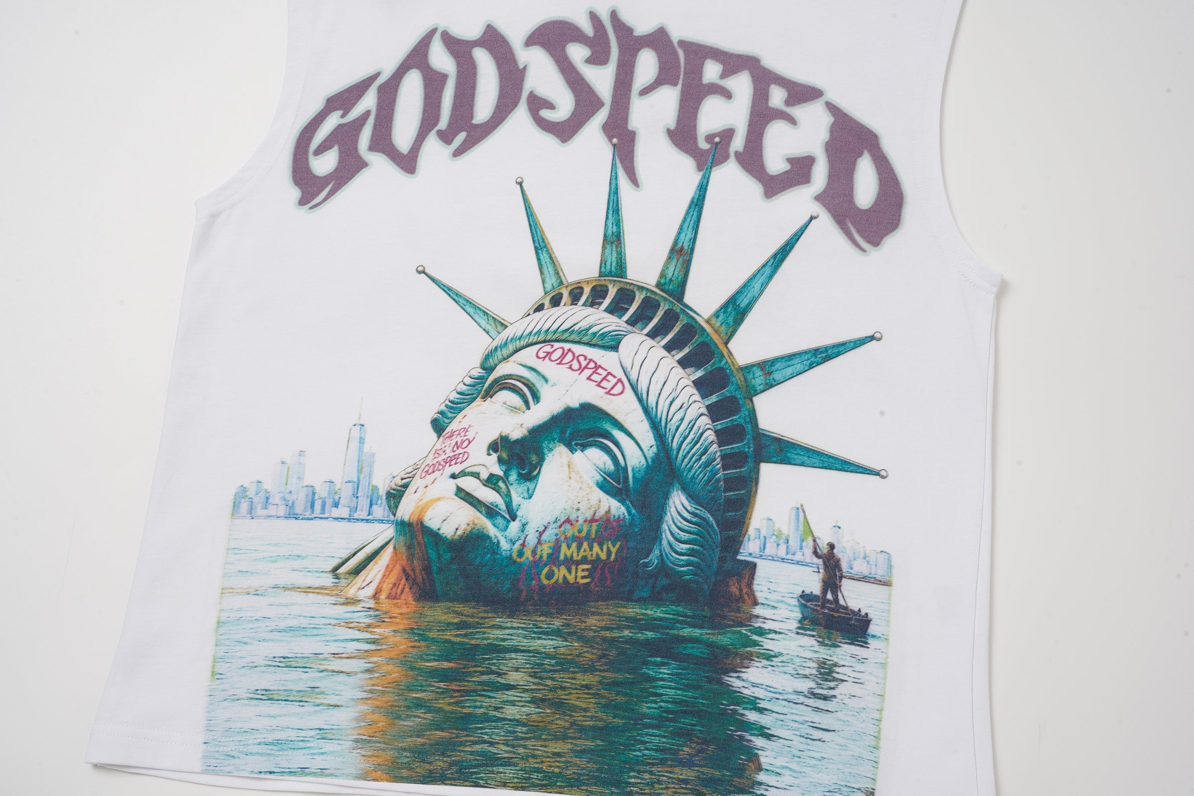 Godspeed Statue‑of‑Liberty Print White Tank Top