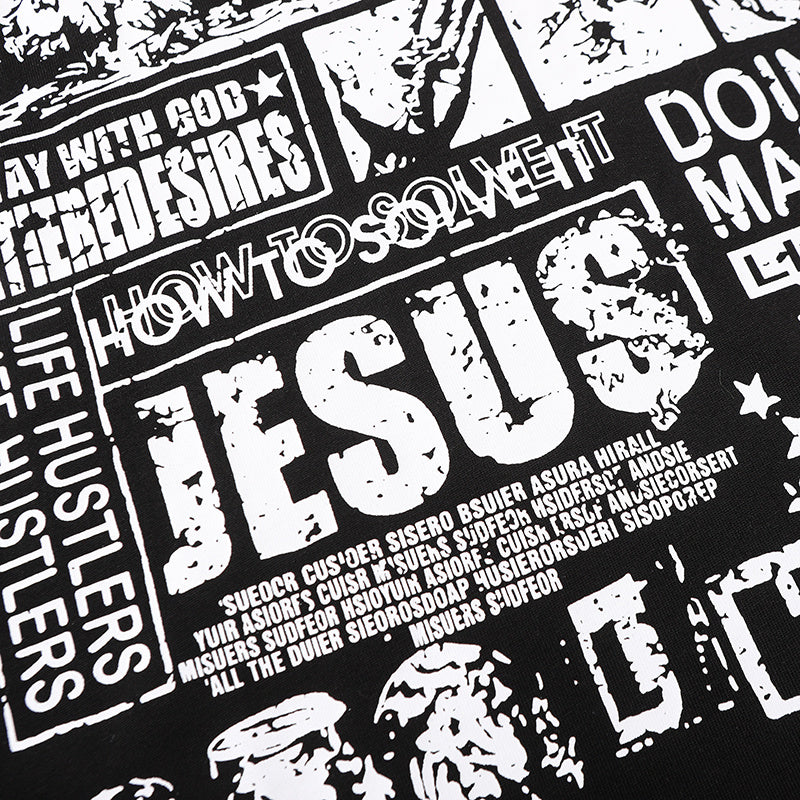 Life Hustlers Jesus Graphic Black Tee
