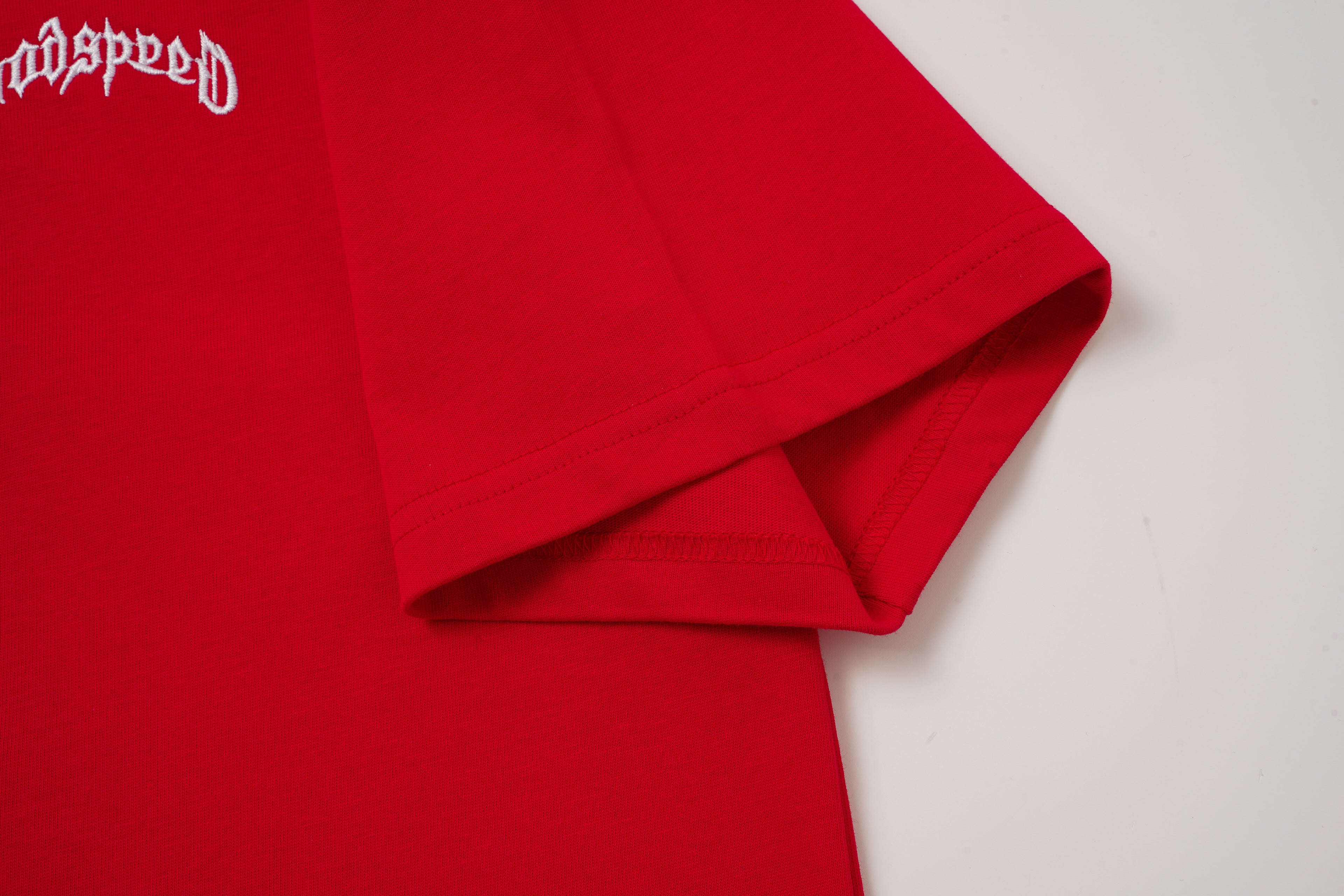 Godspeed Skull‑Laurel Red Contrast‑Collar Polo Shirt