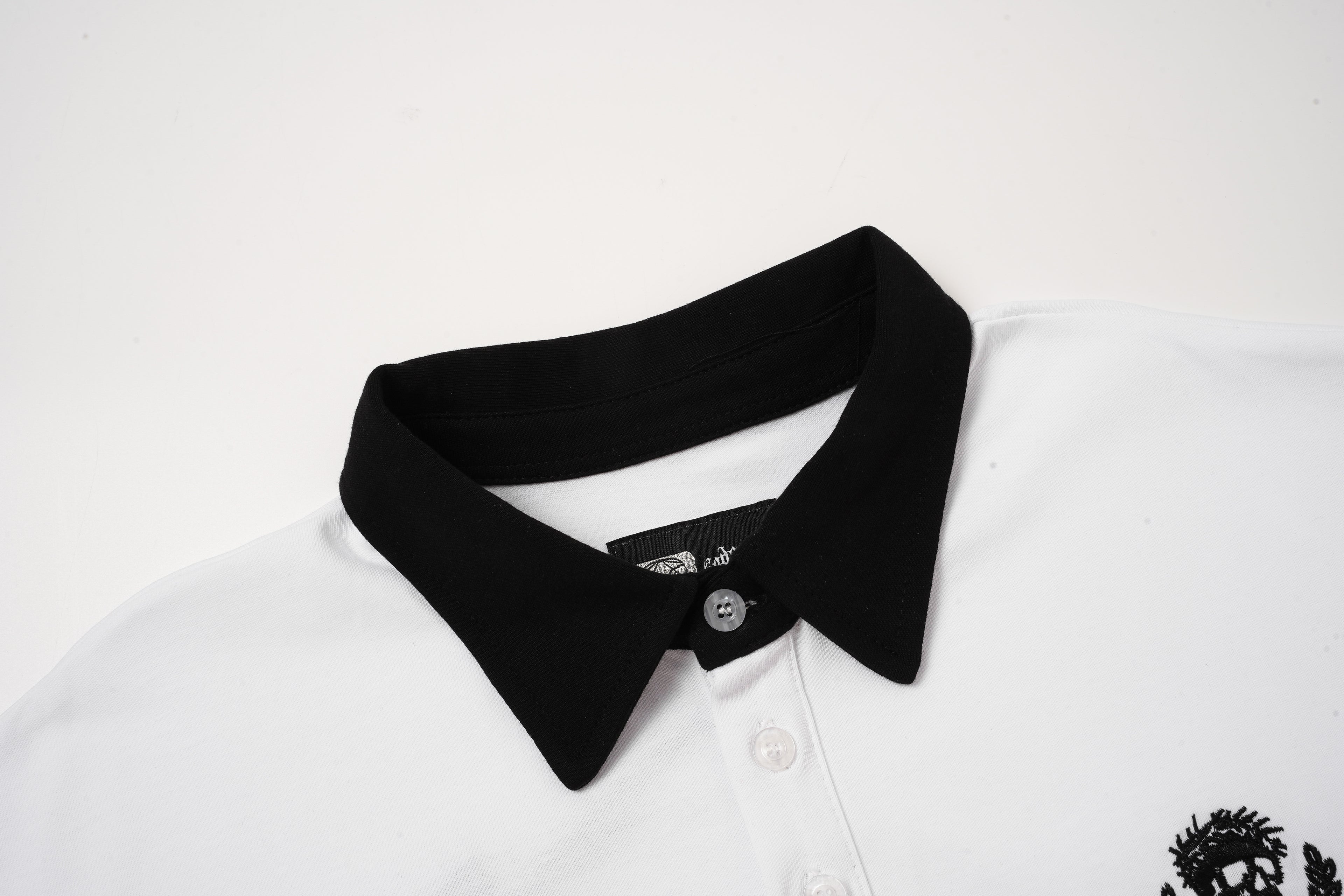 Godspeed Skull‑Laurel Two‑Tone Contrast Collar Polo Shirt