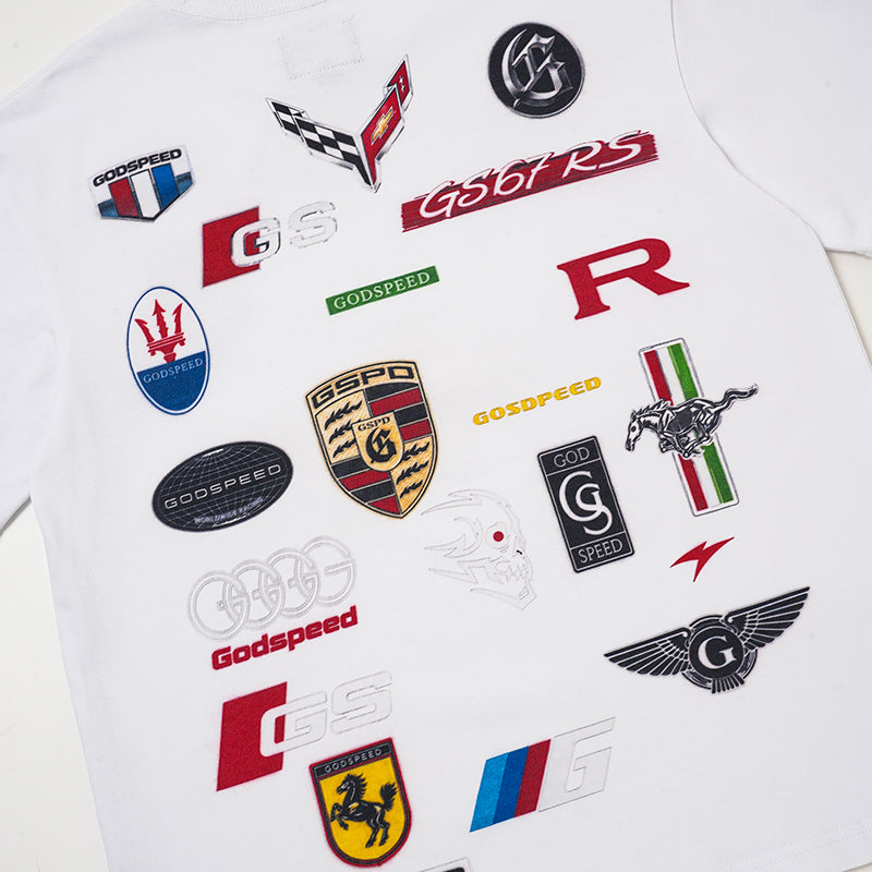 Godspeed White Badge Sticker‑Print T‑Shirt
