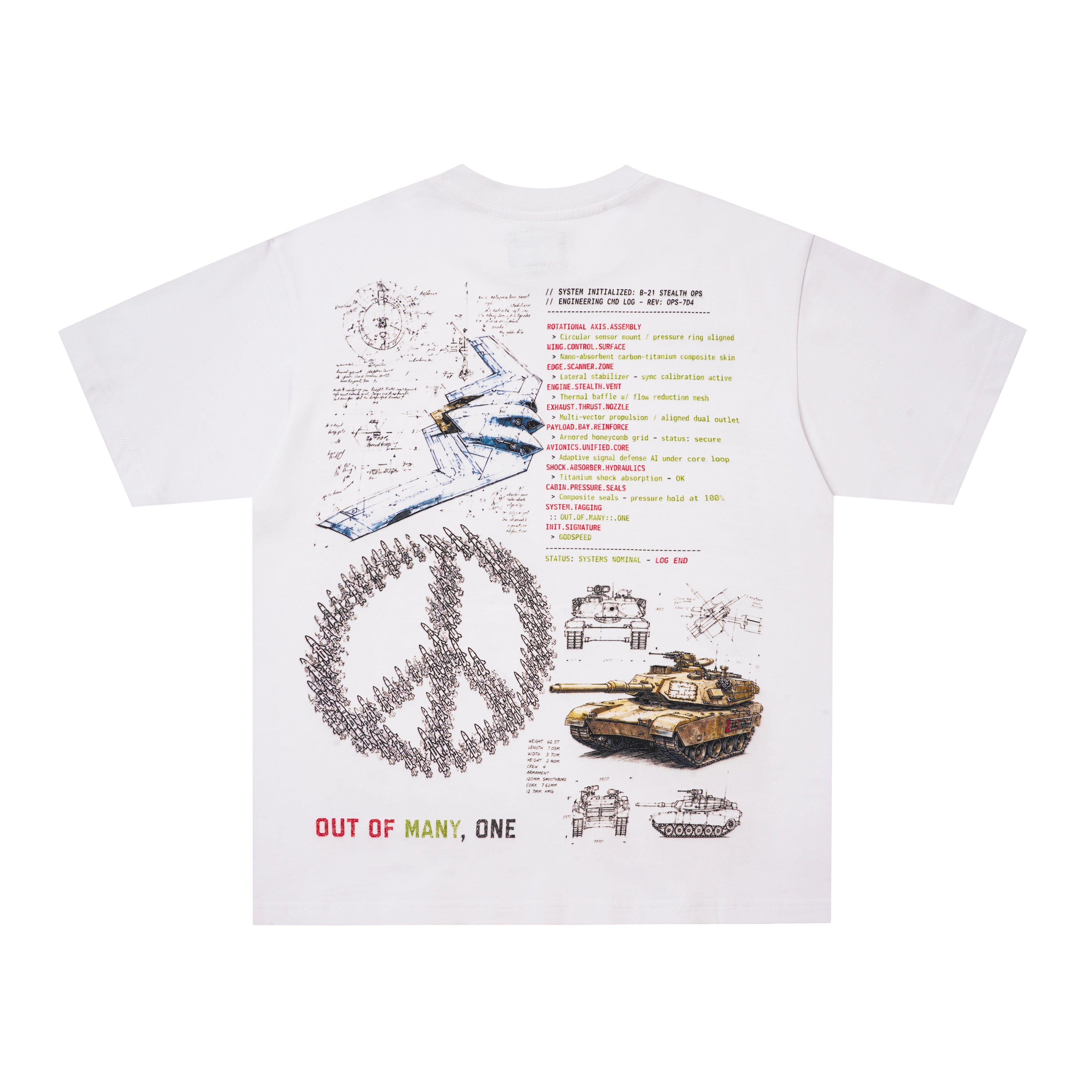 Godspeed White Vintage Sketch‑Print T‑Shirt