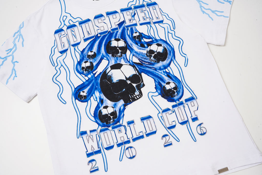 Godspeed Blue‑Skull Graphic T‑Shirt