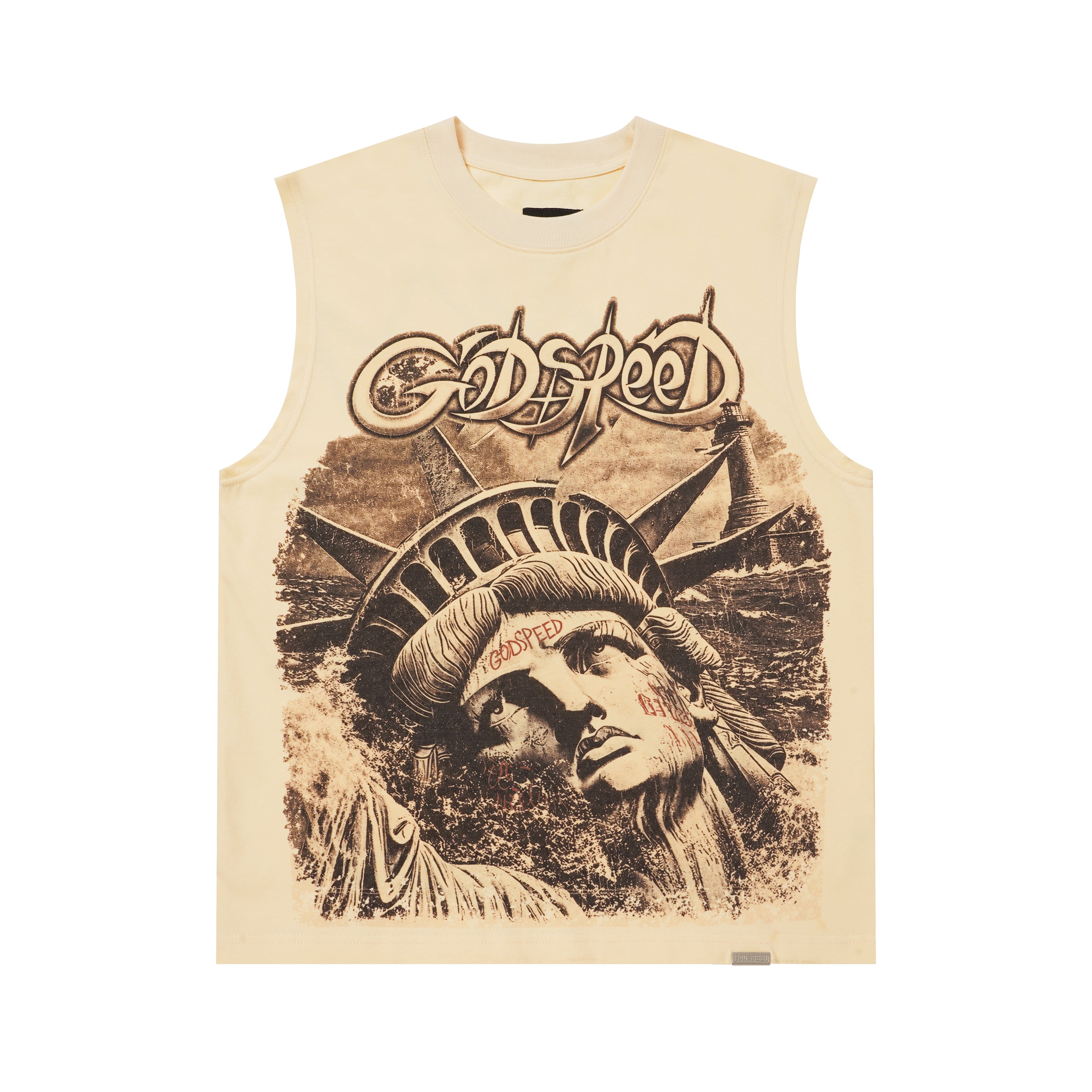 Godspeed Vintage‑Wash Statue of Liberty Sleeveless Tank Top