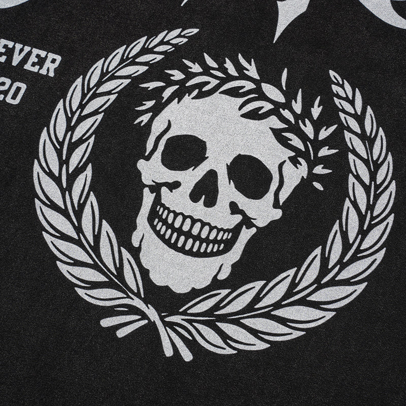 Godspeed Skull Print Black T‑Shirt