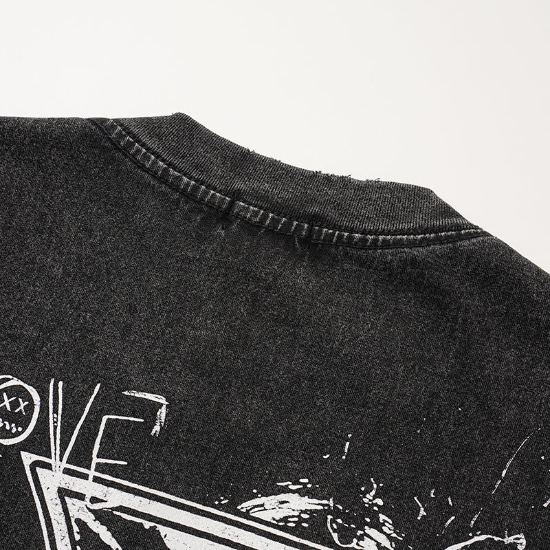 MIXED EMOTION Skull Cross Graphic Black T‑Shirt