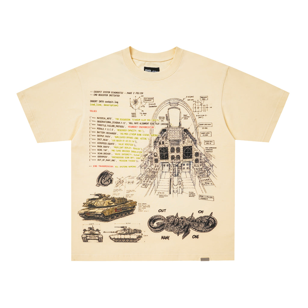 Godspeed Cream Vintage‑Sketch Graphic T‑Shirt