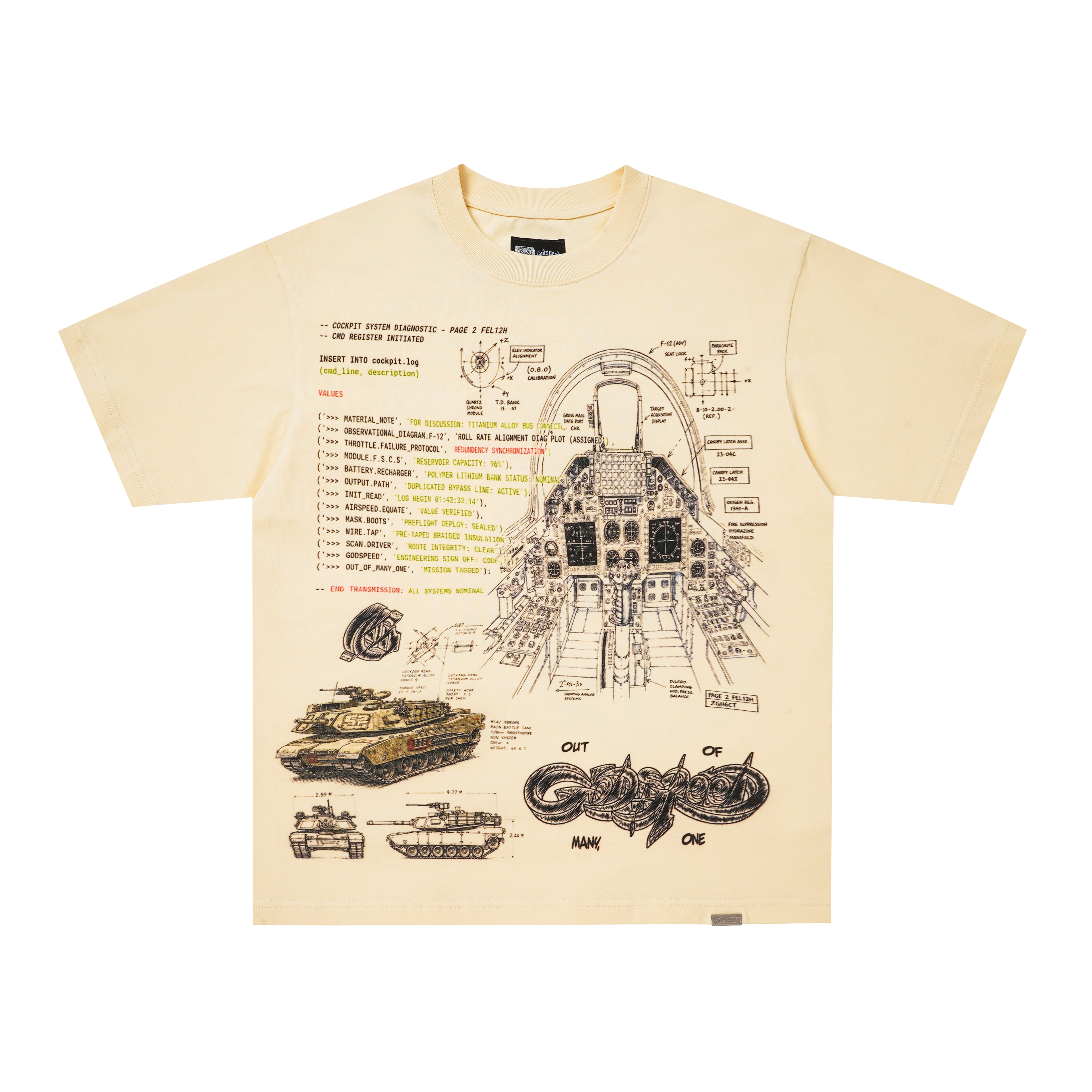 Godspeed Cream Vintage‑Sketch Graphic T‑Shirt