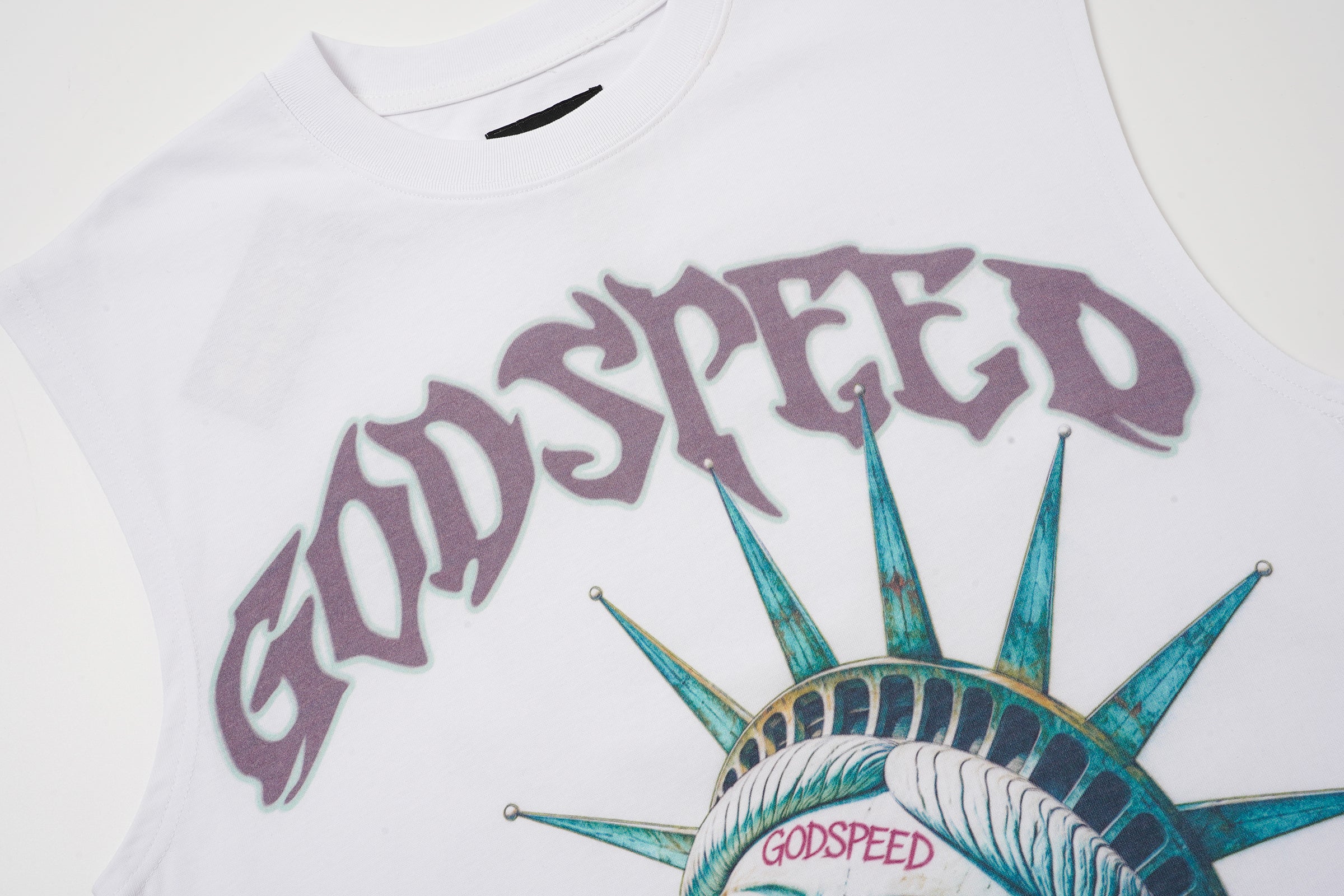 Godspeed Statue‑of‑Liberty Print White Tank Top