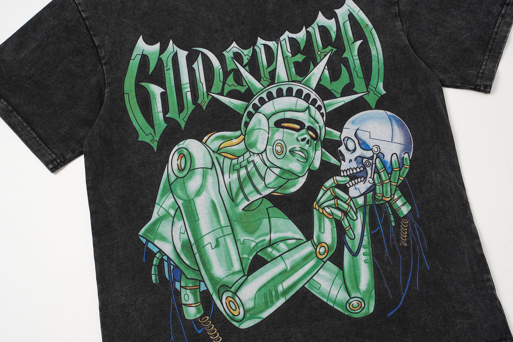 Godspeed Statue Graphic Black T‑Shirt
