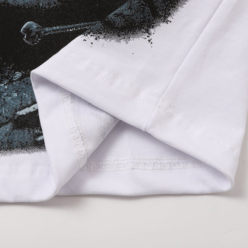 Life Hustlers Vintage Skull Graphic White T‑Shirt