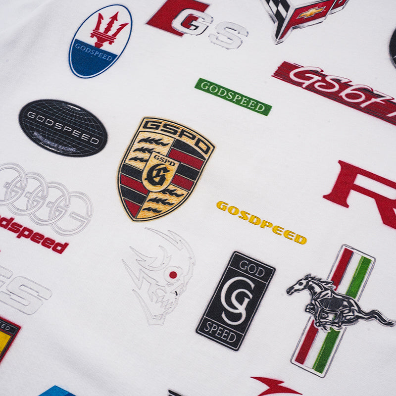 Godspeed White Badge Sticker‑Print T‑Shirt