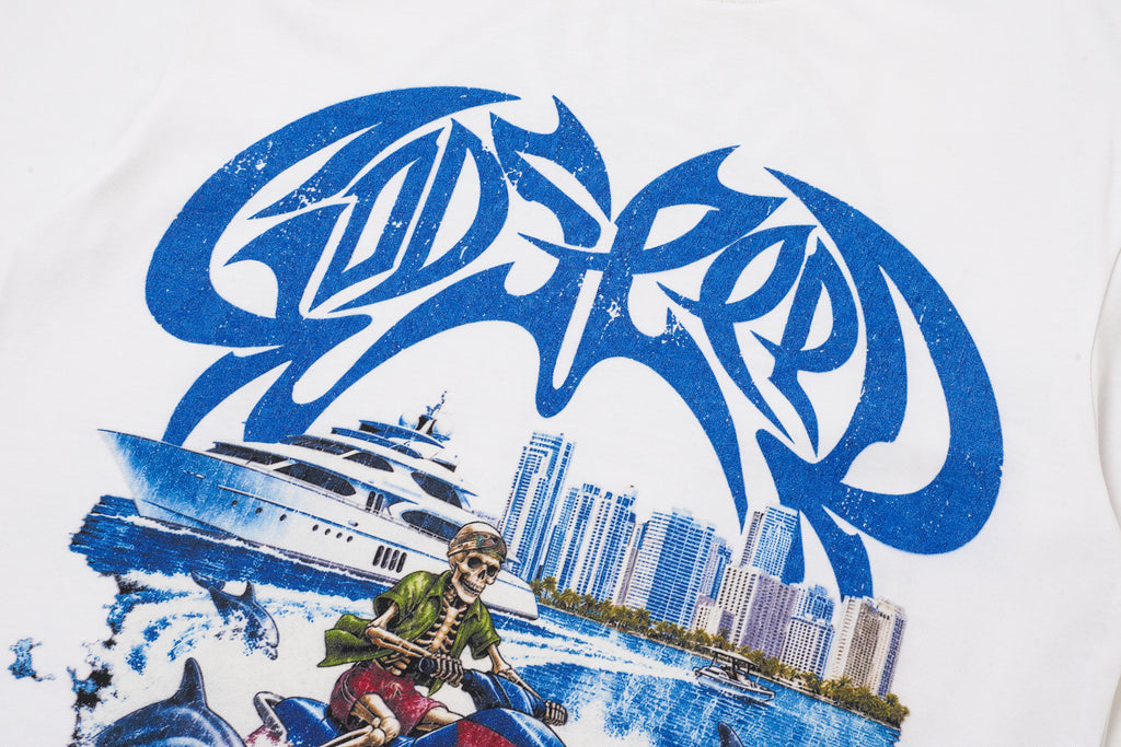 Godspeed Blue Graphic White T‑Shirt