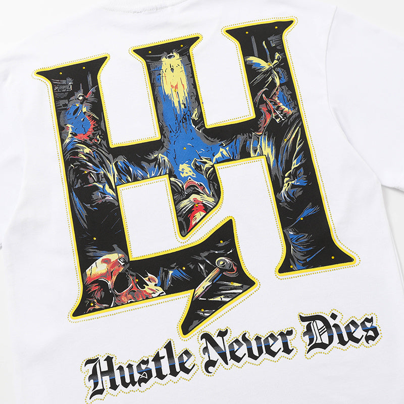 Life Hustlers Skeleton Graphic White Tee