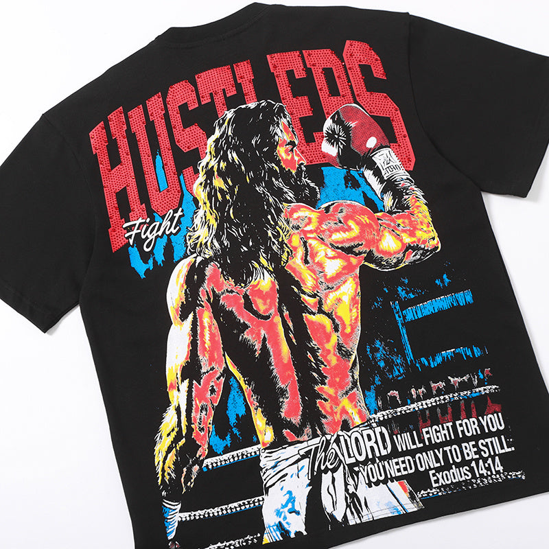 Life Hustlers Wrestler Graphic Black Tee